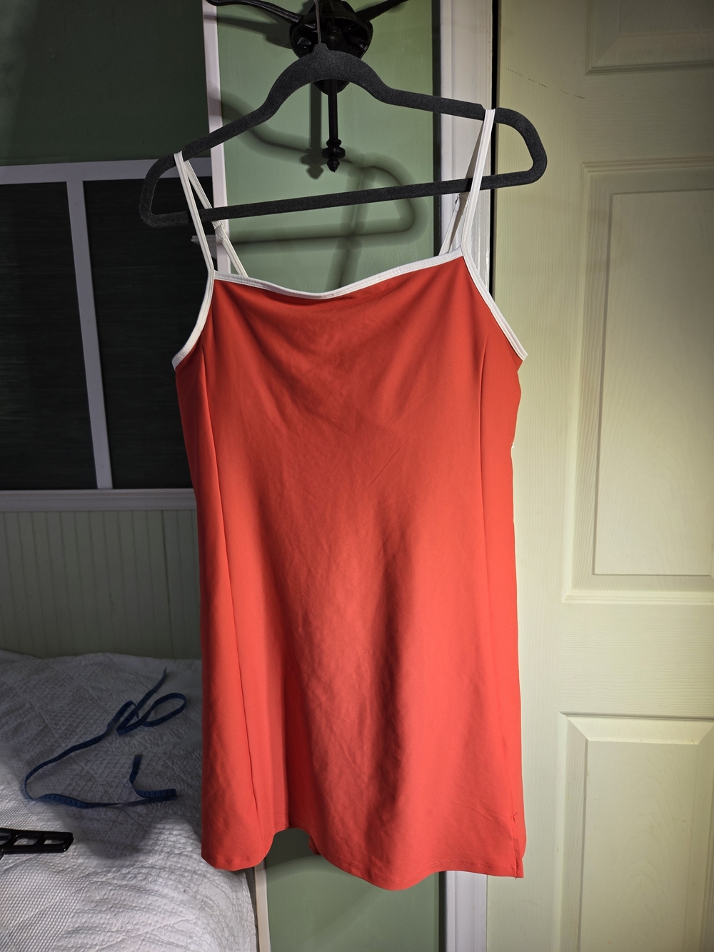 Old Navy Active Powersoft Coral-Red Cami Dress with White Trim